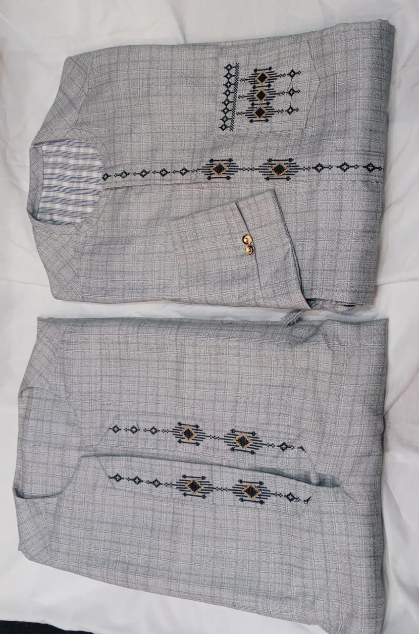 Ensemble Caftan Homme Gris 3 pcs