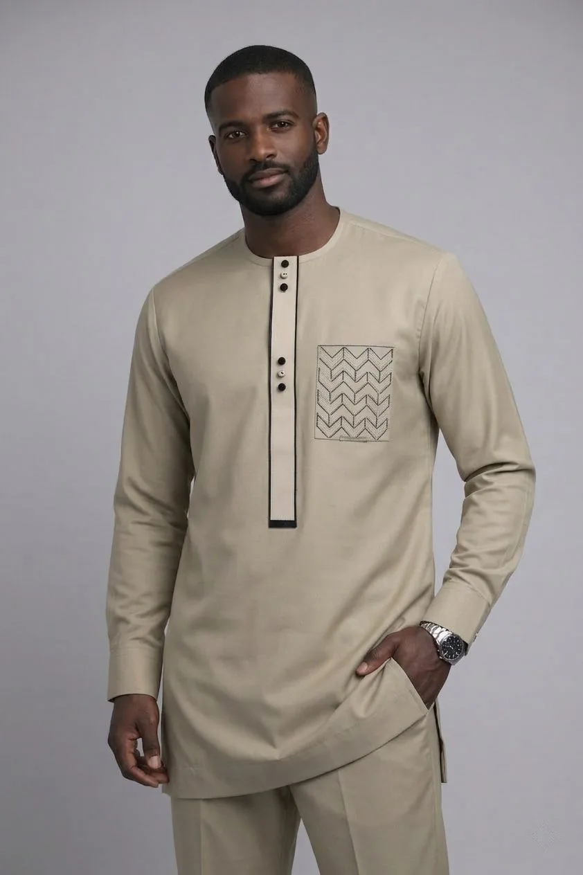 Ensemble Caftan Homme Beige